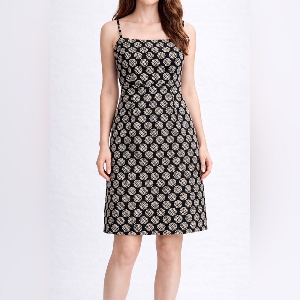 Limited Edition Dress Size 8 Excellent Condition Black w/ Gold Circles Polkadots